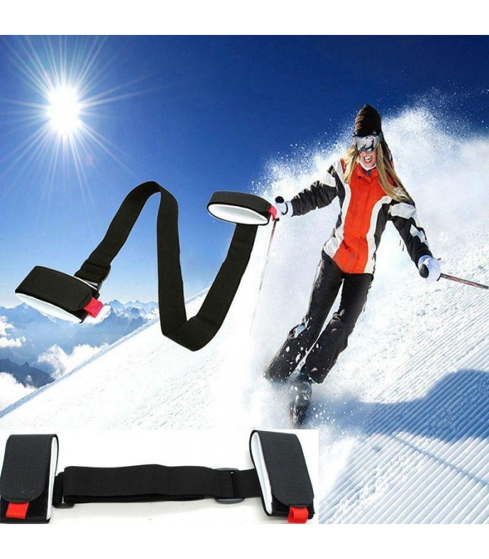 2023 - 3 Pack Sangle de porte-ski et de bâton réglable, bandoulière  porte-ski écharpe avec rembourré
